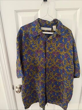 Fenn Wright Mason Floral Button-Up Shirt Jacket in Blue, Purple & Gold